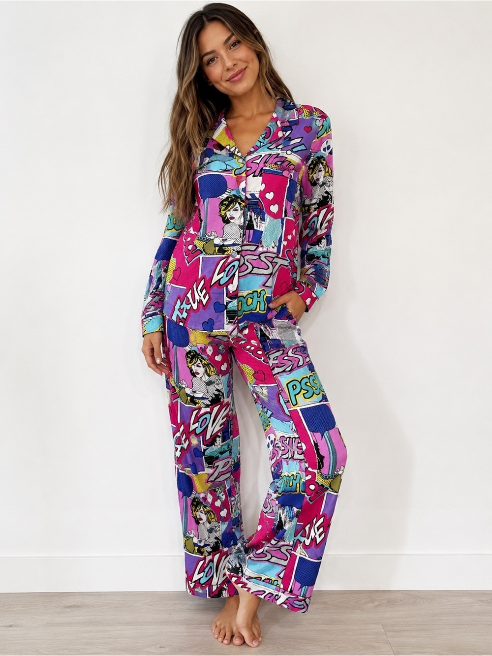 Victoria’s Secret After The Party Pop Art Comic Print Flannel Pajama NWT medium